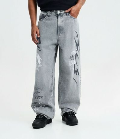 Pantalón Super Baggy en Jeans con Estampa Grafite 2