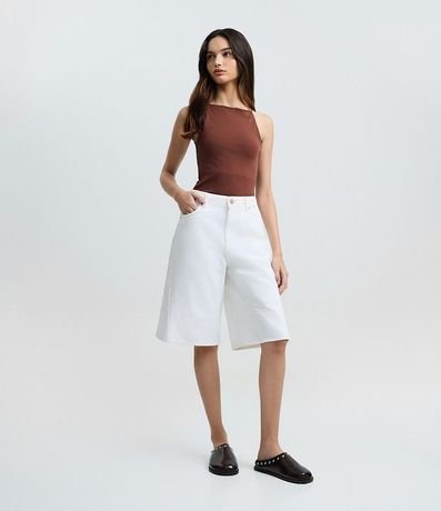 Blusa sin Manga con Escote Halter y Alça Elástico 2