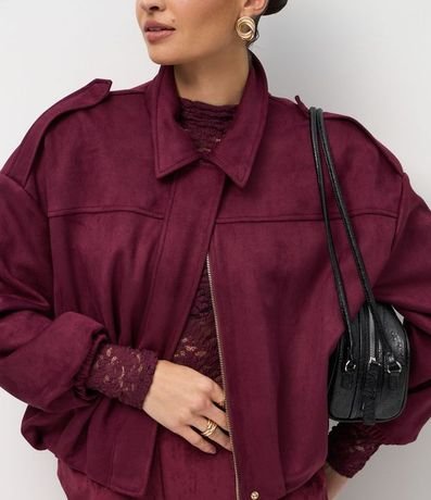 Campera Bomber Gamuza con Cuello Clásica 4