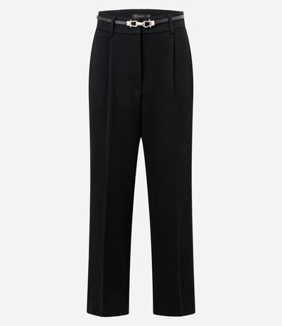 Pantalón Recto en Punto Roma con Cinto Fino 5