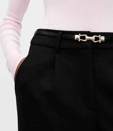 Pantalón Recto en Punto Roma con Cinto Fino 4