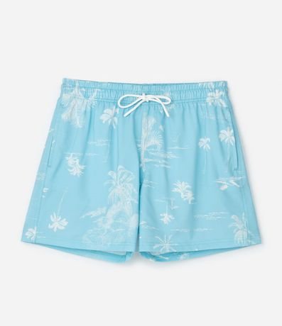 Bermuda de Baño en Microfibra Ligera con Estampa de Follaje 1