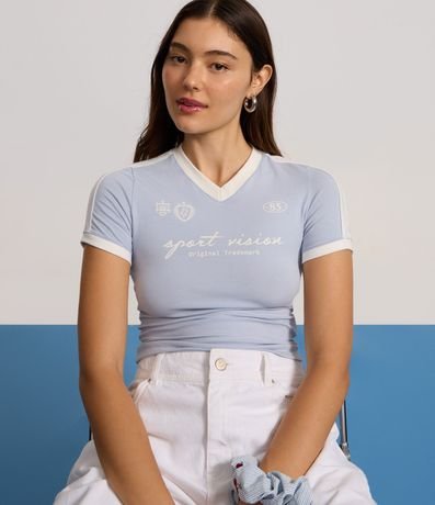 Blusa en Algodón con Contraste y Estampado Sportcore 3