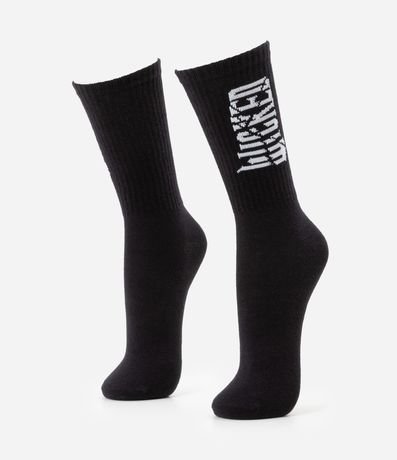 Media Caña Larga en Algodón Estampa Lettering Wicked