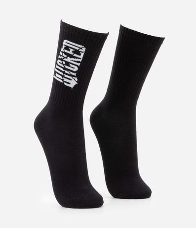 Media Caña Larga en Algodón Estampa Lettering Wicked 2