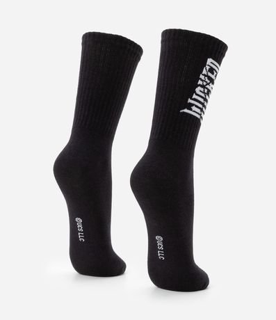 Media Caña Larga en Algodón Estampa Lettering Wicked 3