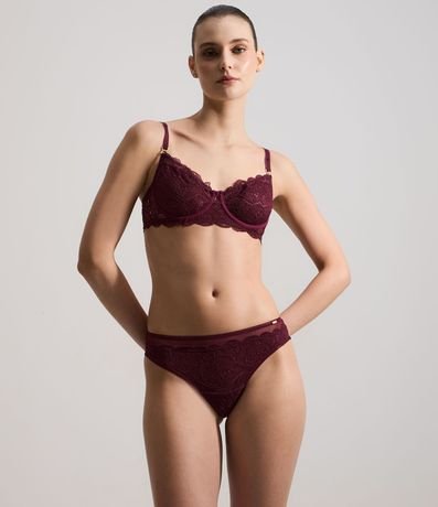 Bombacha Bikini Hilo en Encaje con Textura Floral