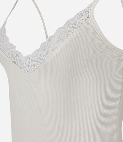 Blusa en Rib con Breteles Finos y Encaje en el Escote 6