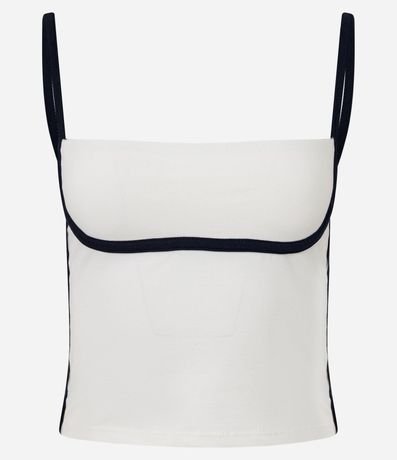 Blusa en Cotton con Detalle Contrastante 3