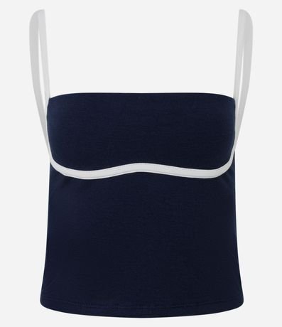 Blusa en Cotton con Detalle Contrastante 4