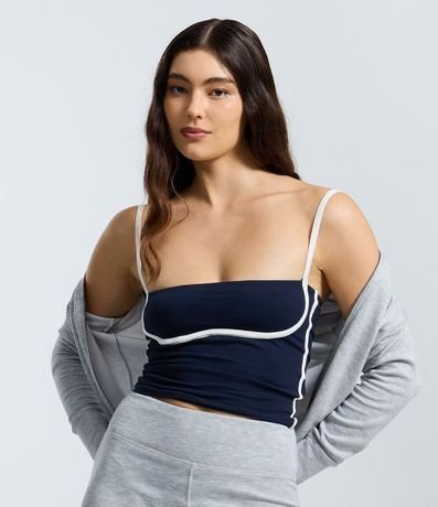 Blusa en Cotton con Detalle Contrastante