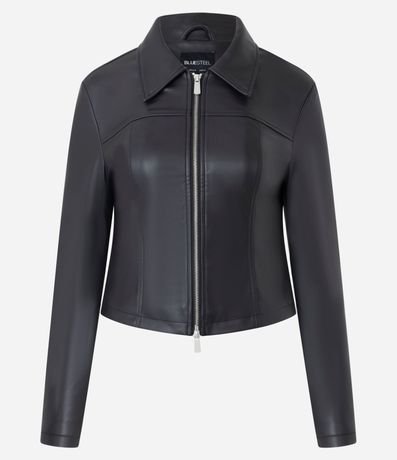 Campera corta en PU con Cremallera Doble Carrito