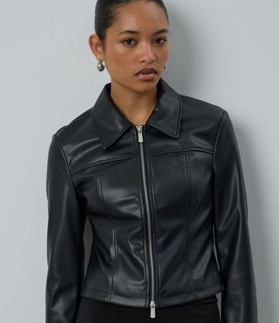 Campera corta en PU con Cremallera Doble Carrito 3