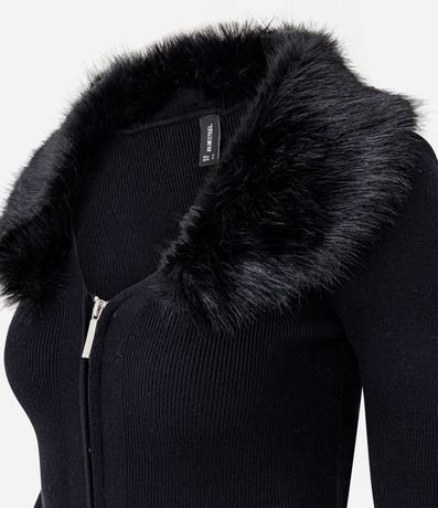 Saco en Punto con Cuello Desmontable de Pelo Glam 7