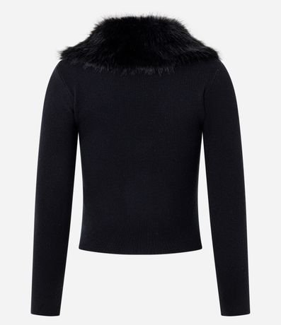 Saco en Punto con Cuello Desmontable de Pelo Glam 8