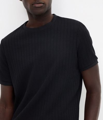 Remera Slim en Algodón con Textura Acanalada 3