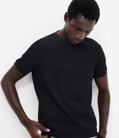 Remera Slim en Algodón con Textura Acanalada 4
