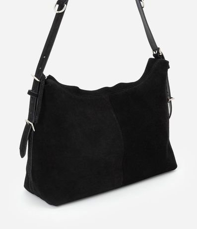 Bolsa Hobo en Cuero con Hebillas Metalizadas