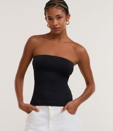 Blusa en Microfibra Sin Breteles con Fenda Lateral