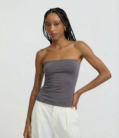 Blusa en Microfibra Sin Breteles con Fenda Lateral