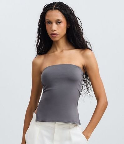 Blusa en Microfibra Sin Breteles con Fenda Lateral 2