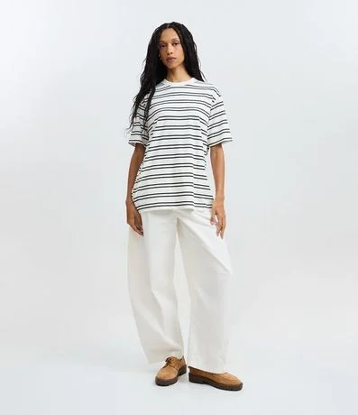 Remera Oversized en Algodón con Estampa Rayada 3
