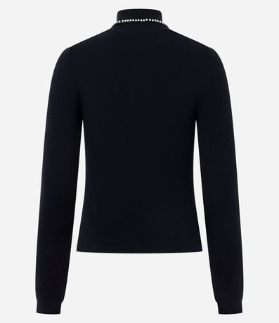 Blusa Regular en Punto con Aplicación de Lunares en el Cuello 7