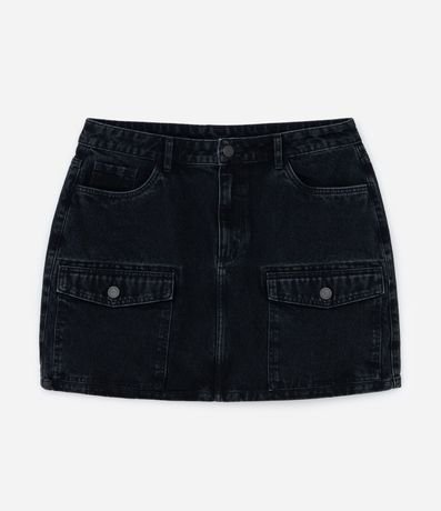 Pollera Corta en Jeans con Bolsillos Cargo Delanteros Curve & Plus Size