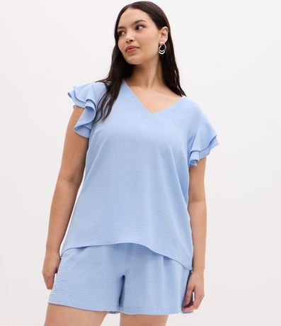 Blusa en Crepé con Volado en el Hombro Curve & Plus Size 3