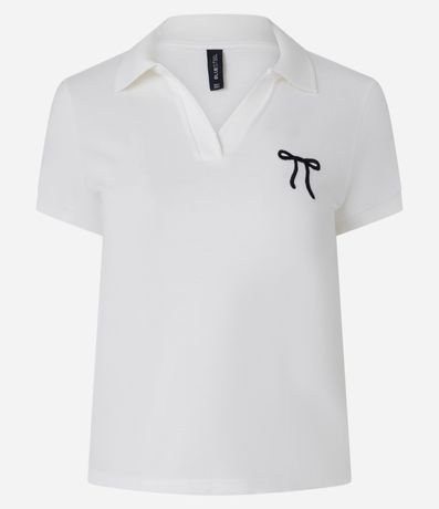 Blusa Polo en Piquet con Bordado de Lazo