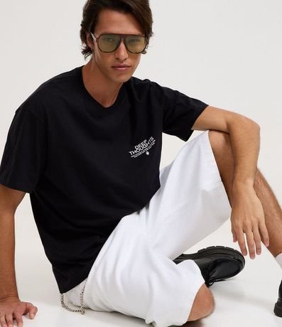 Remera Relaxed en Algodón con Estampa Lettering Estatua 5