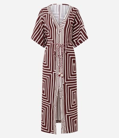 Vestido Largo en Piquet con Cinturón Cuerda y Fenda Delantero 6