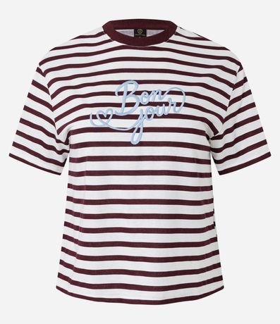 Blusa Rayada en Algodón con Bordado Bon Jour 5