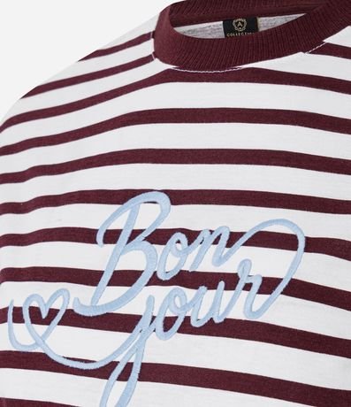 Blusa Rayada en Algodón con Bordado Bon Jour 6