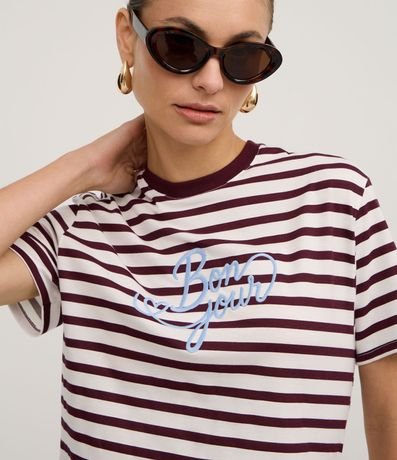 Blusa Rayada en Algodón con Bordado Bon Jour 3