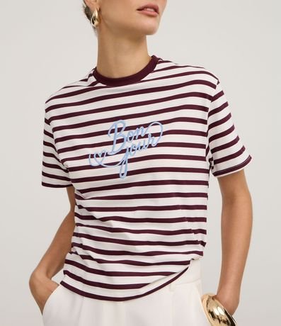 Blusa Rayada en Algodón con Bordado Bon Jour 4