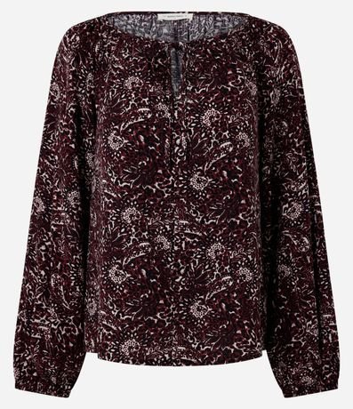 Blusa Femenina Manga Larga Follaje con Lazo Delantero 5