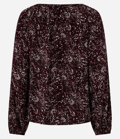 Blusa Femenina Manga Larga Follaje con Lazo Delantero 7