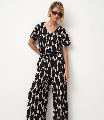 Pantalón Wide Leg en Piquet con Estampa Abstracta 2