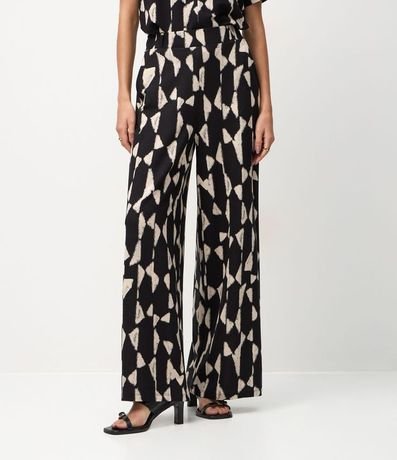 Pantalón Wide Leg en Piquet con Estampa Abstracta 3