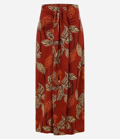 Pollera Larga en Piquet Floral con Torcido Delantero 5