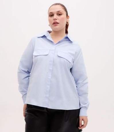 Camisa en Tricolina con Bolsillos Fake Curve & Plus Size