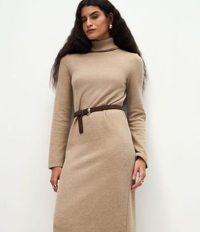 Vestido Long Midi con Cuello Alto y Mangas Largas 2