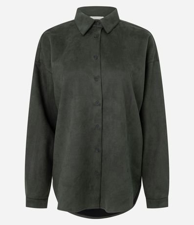 Camisa Oversized en Gamuza con Mangas Largas 5