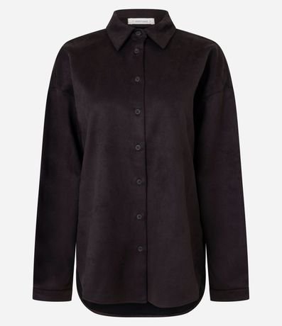 Camisa Oversized en Gamuza con Mangas Largas 5