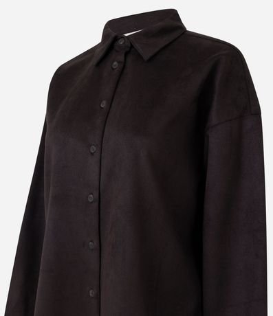 Camisa Oversized en Gamuza con Mangas Largas 6