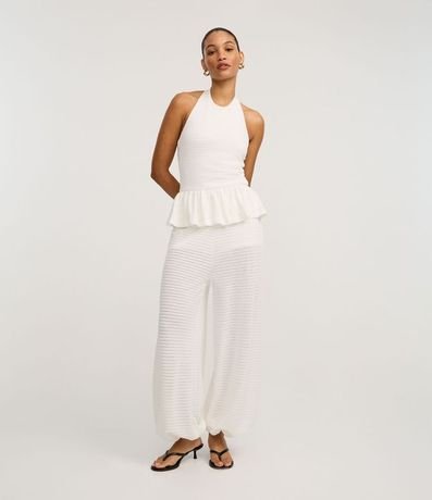 Pantalón Aladim Texturizada en Piquet con Cintura Elástica