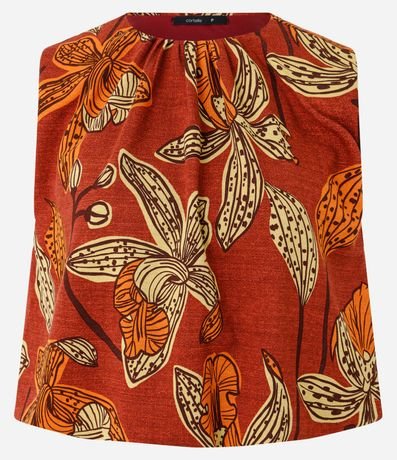 Blusa en Piquet con Fruncido en el cuello y Estampado Floral 5