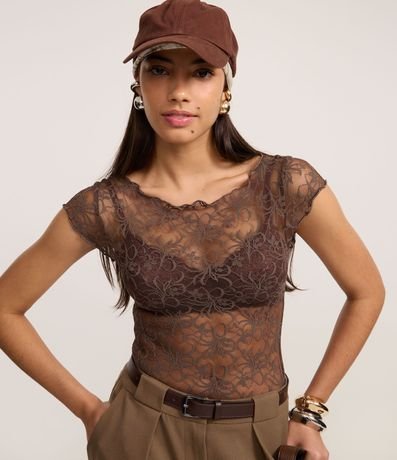 Body en Encaje con Frufrus y Textura Floral 1