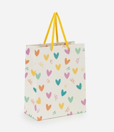 Bolsa Mediana con Correa Plana y Estampado de Corazones